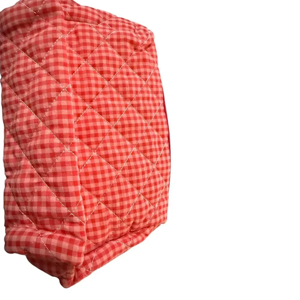 Retro Plaid Ladies Cosmetic Bag Quilted Cotton Women's Travel Storage Bags